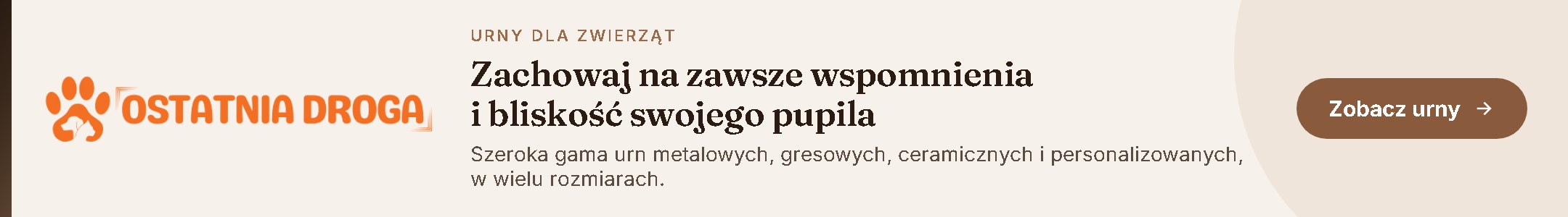 Ostatnia Droga, sklep z urnami dla zwierząt, baner partnera